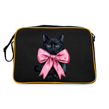 Coquette Bow Black Cat Mom Pink Bow - Retro Bag - black/gold - Back
