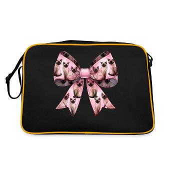 Coquette Bogen Siamkatze Mama niedlich Muster rosa - Retro Tasche - Schwarz/Gold - Hinten
