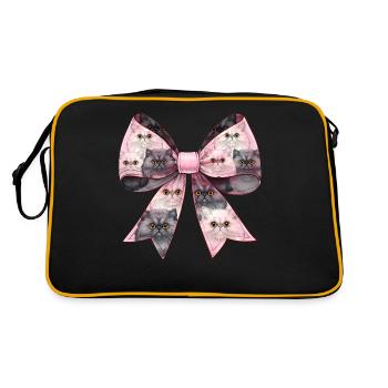 Coquette Bogen Perserkatze Mama Muster Rosa - Retro Tasche - Schwarz/Gold - Hinten