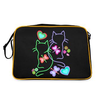 Cats, Cat, Easter, Spring, Retro, 80s, 90s, Child - Retro Bag - black/gold - Back