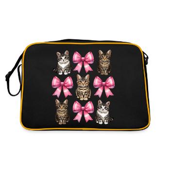 Coquette Bow Tabby Katze Mom Ribbon Muttertag - Retro Tasche - Schwarz/Gold - Hinten