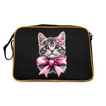 Coquette noeud chat tigré maman gris chat fourrure rose - Sac Retro - noir/or - Dos