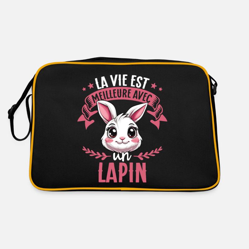 La vie est meilleure avec un lapin - süßer Hase Retro Tasche