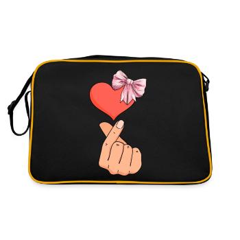 Coquette noeud Saranghae Kpop doigt coeur rose - Sac Retro - noir/or - Dos