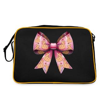 Coquette Bow Saranghae Kpop Finger Heart Pink - Retro Bag - black/gold - Back