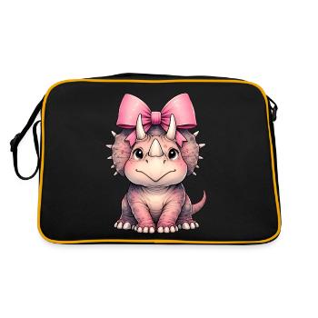Coquette Bow Triceratops Dinosaur Pink - Retro Bag - black/gold - Back