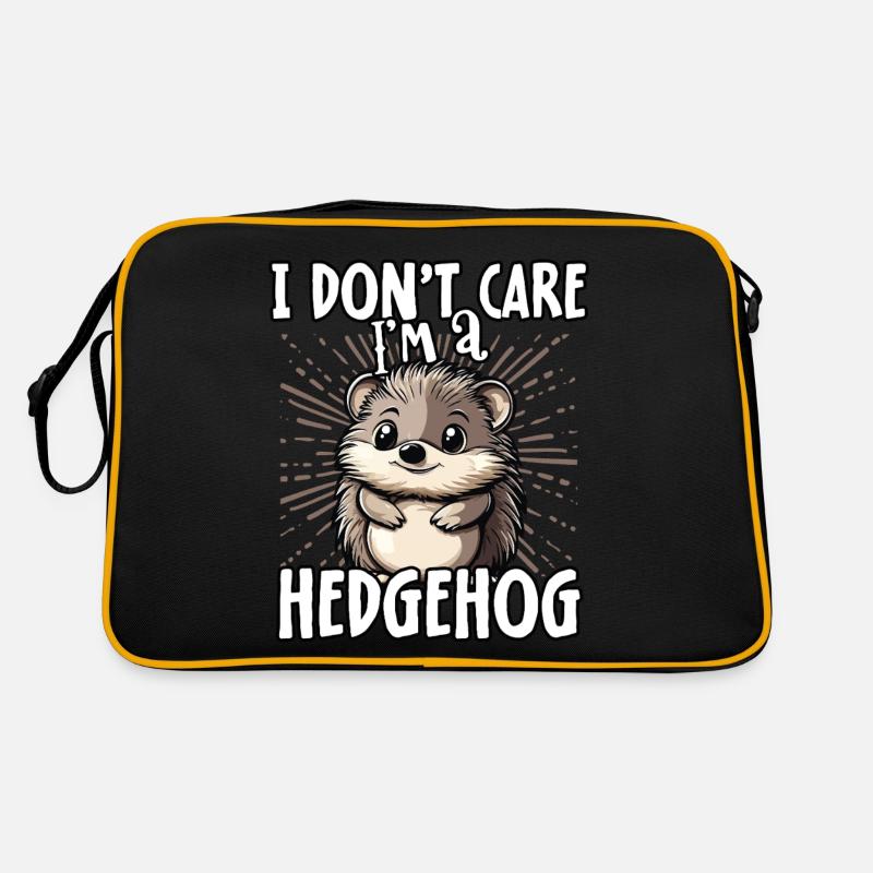 Je m’en fiche je suis un hérisson - hérisson mignon - Sac Retro - noir/or