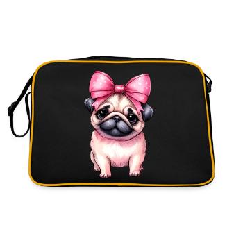 Coquette Bow Pug Dog Mom Pink Bow Mom - Retro Bag - black/gold - Back