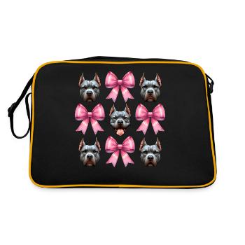 Coquette Bow Pitbull Dog Mom Pink Bow Mom - Retro Bag - black/gold - Back