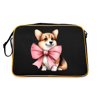 Coquette Bow Corgi Dog Mom Pink Bow Mom - Retro Bag - black/gold - Back