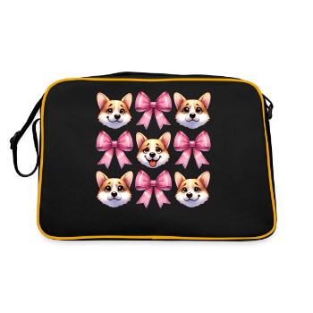 Coquette Bow Corgi Dog Mom Pink Bow Mom - Retro Bag - black/gold - Back