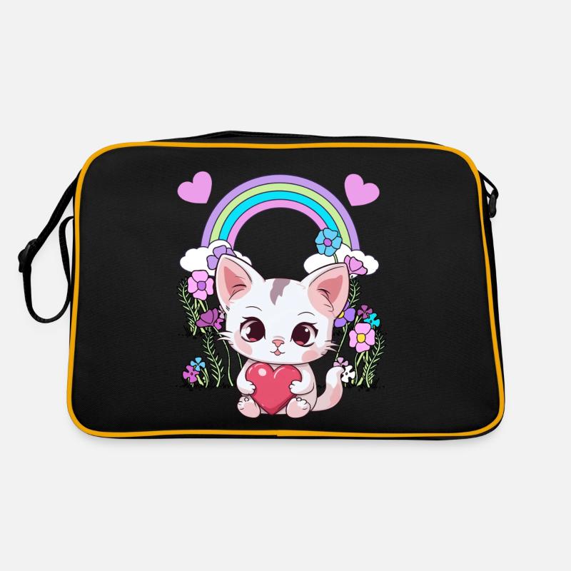 Regenbogen Kätzchen Katze Katzen Kinder Kind Baby Retro Tasche