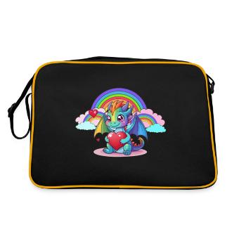 Arc-en-ciel Dragon Dragon Enfants Enfant Bébé - Sac Retro - noir/or - Dos
