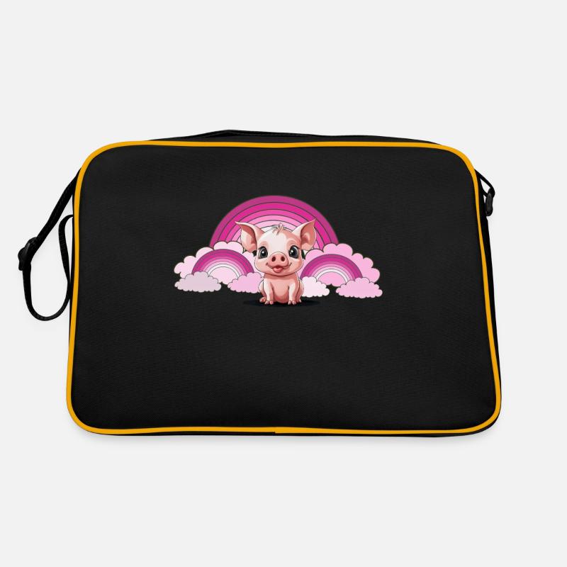 Regenbogen Ferkel Schwein himmlisch Wolken Retro Tasche