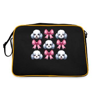 Coquette Bow Poodle Dog Mom Pink Bow - Retro Bag - black/gold - Back
