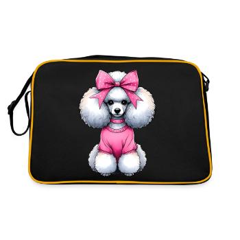 Coquette Bow Poodle Dog Mom Pink Bow - Retro Bag - black/gold - Back