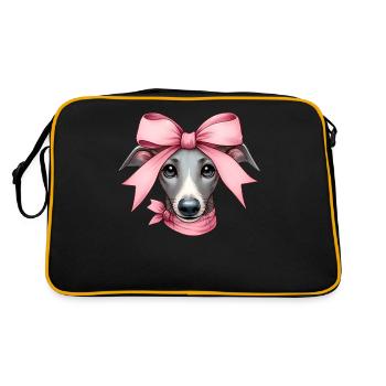 Coquette noeud lévrier chien maman ruban rose - Sac Retro - noir/or - Dos
