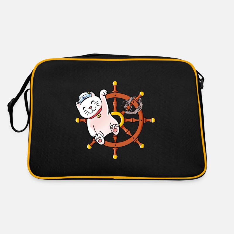 maritim Katze Katzen segeln Moin Kinder Kind Retro Tasche
