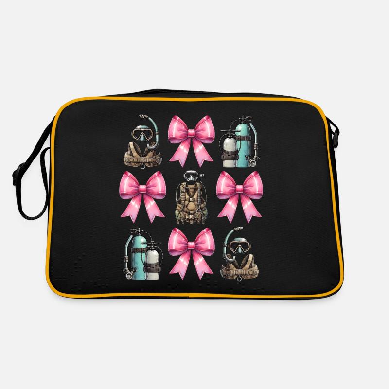 Coquette Bogen Tauchen Mama Taucher Schnorchel - Retro Tasche - Schwarz/Gold