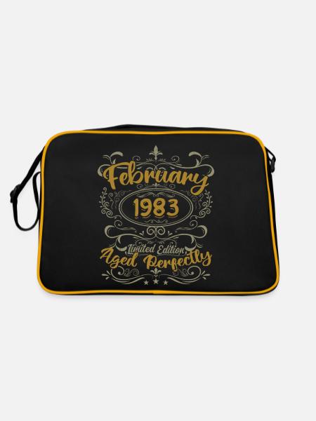 Geschenkidee Februar 1983 Geburtstag Februar 1983 - Retro Tasche - Schwarz/Gold - Hinten