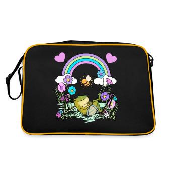 Frosch Frösche Kinder Kind - Retro Tasche - Schwarz/Gold - Hinten
