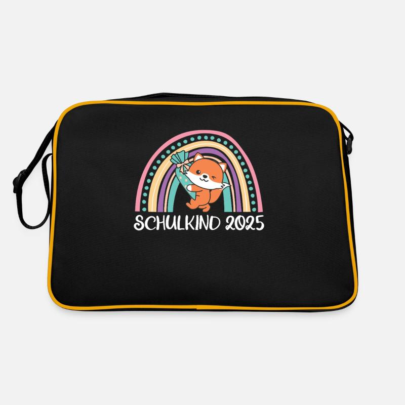 Schulkind 2025 Einschulung Fuchs Schule Retro Tasche