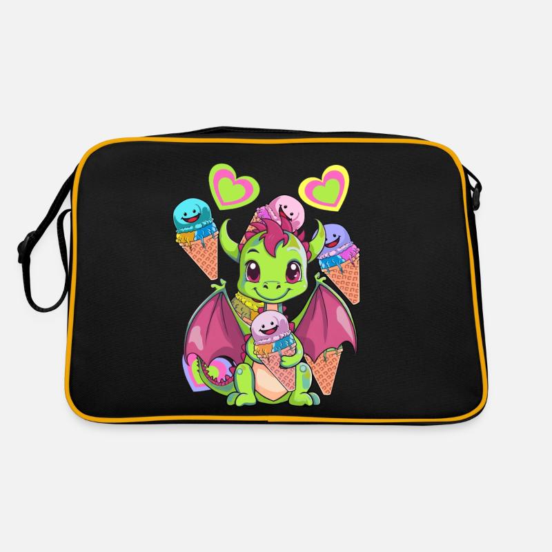 Eis Eiskreme Eiscrem Kinder Kind Drache Drachen Retro Tasche