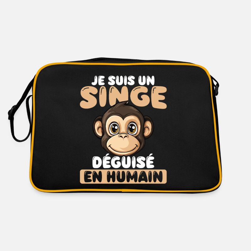 Ich bin ein als Mensch verkleidete Affe - Retro Tasche - Schwarz/Gold