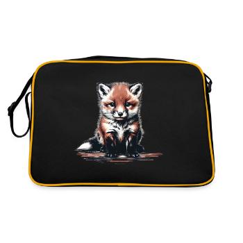 Fuchs Füchse Füchsin - Retro Tasche - Schwarz/Gold - Hinten