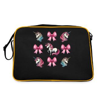 Coquette Bow Unicorn Mothers Day Pink Bow - Retro Bag - black/gold - Back