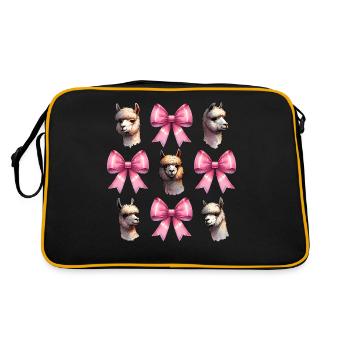 Coquette Bow Alpaca Llama Pink Bow Mom - Retro Bag - black/gold - Back