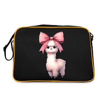 Coquette Bow Alpaca Llama Pink Bow Mom - Retro Bag - black/gold - Back