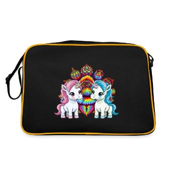 Licorne indienne Licornes Inde Animaux mythiques Hippie - Sac Retro - noir/or - Dos