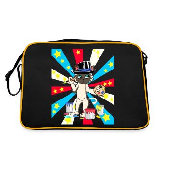 Artiste Chat Chats Peintre Art - Sac Retro - noir/or - Dos