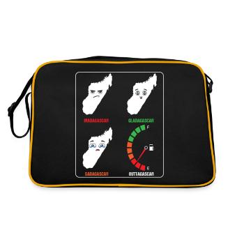 Madagascar Stimmungslevel Glücklich bis Ohne Sprit - Retro Tasche - Schwarz/Gold - Hinten