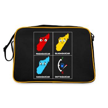 Madagascar Stimmungslevel Glücklich bis Ohne Sprit - Retro Tasche - Schwarz/Gold - Hinten