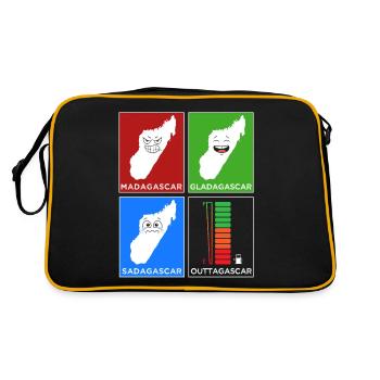 Madagascar Stimmungslevel Glücklich bis Ohne Sprit - Retro Tasche - Schwarz/Gold - Hinten