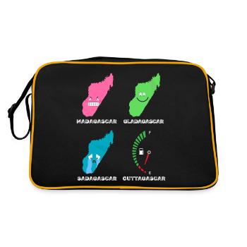 Madagascar Stimmungslevel Glücklich bis Ohne Sprit - Retro Tasche - Schwarz/Gold - Hinten