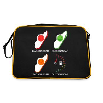 Madagascar Stimmungslevel Glücklich bis Ohne Sprit - Retro Tasche - Schwarz/Gold - Hinten