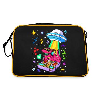 Dinosaure avec rétro vintage nerd geek dino t-rex - Sac Retro - noir/or - Dos