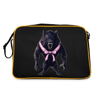 Coquette Bogen Werwolf Wolf Halloween Girl - Retro Tasche - Schwarz/Gold - Hinten