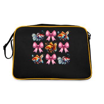 Coquette Bogen Goldfisch Fisch Mama Muttertag rosa - Retro Tasche - Schwarz/Gold - Hinten