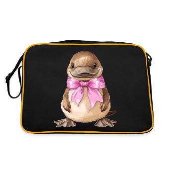 Coquette Bogen Schnabeltier Mädchen Mama Muttertag - Retro Tasche - Schwarz/Gold - Hinten