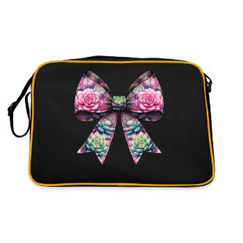Coquette Bow Succulent Cactus Plant Pattern Mom - Retro Bag - black/gold - Back