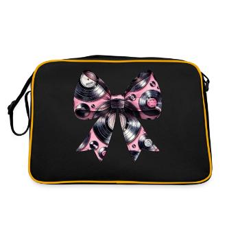 Coquette Bow Vinyl Turntable Pattern - Retro Bag - black/gold - Back