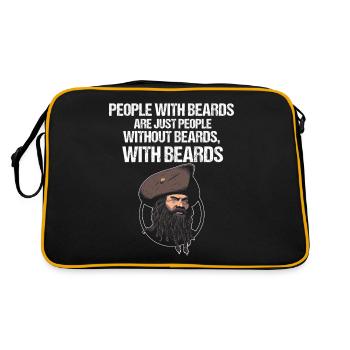 People with beards! Funny Hairdresser Beard Quote - Retro Bag - black/gold - Back