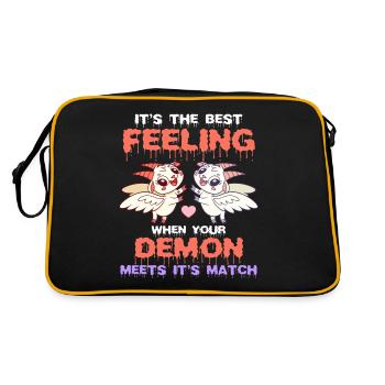 Wenn Ihr Dämon Sein Match Trifft! Lustiger Dämon - Retro Tasche - Schwarz/Gold - Hinten