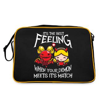 Wenn Ihr Dämon Sein Match Trifft! Lustiger Dämon - Retro Tasche - Schwarz/Gold - Hinten