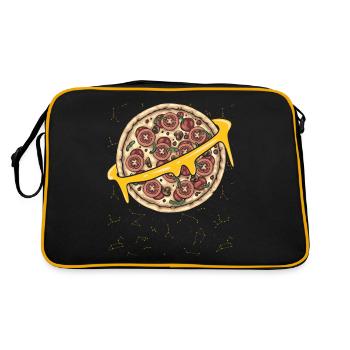 Funny space planet lovers, pizza chef - Retro Bag - black/gold - Back