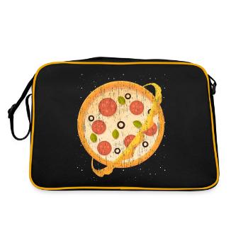 Funny space planet lovers, pizza chef - Retro Bag - black/gold - Back